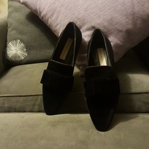 Stella McCartney black velvet bow loafers 38 new